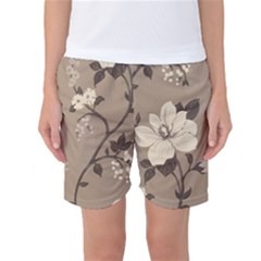 Floral Flower Rose Leaf Grey Women s Basketball Shorts by Mariart