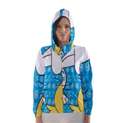 Easter Bunny And Chick  Hooded Wind Breaker (women) by Valentinaart