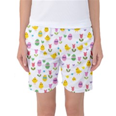 Easter - Chick And Tulips Women s Basketball Shorts by Valentinaart