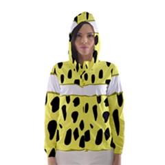 Leopard Polka Dot Yellow Black Hooded Wind Breaker (women)