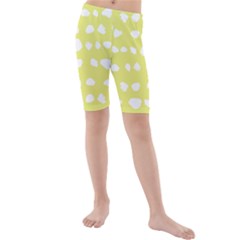 Polkadot White Yellow Kids  Mid Length Swim Shorts by Mariart