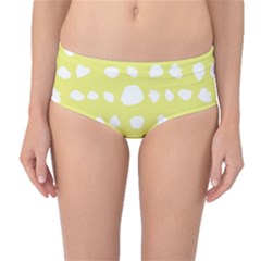 Polkadot White Yellow Mid-waist Bikini Bottoms by Mariart