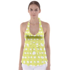 Polkadot White Yellow Babydoll Tankini Top by Mariart