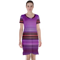 Stripes Line Red Purple Short Sleeve Nightdress by Mariart