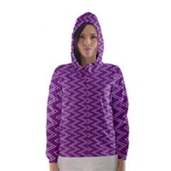 Purple Zig Zag Pattern Background Wallpaper Hooded Wind Breaker (women)