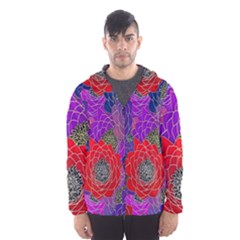 Colorful Background Of Multi Color Floral Pattern Hooded Wind Breaker (men) by Nexatart