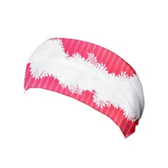Digitally Designed Pink Stripe Background With Flowers And White Copyspace Yoga Headband by Nexatart