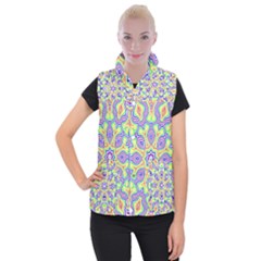 Rainbow Kaleidoscope Women s Button Up Puffer Vest by Nexatart