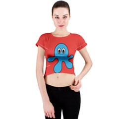Creature Forms Funny Monster Comic Crew Neck Crop Top by Nexatart