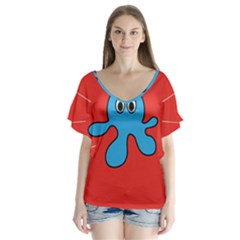 Creature Forms Funny Monster Comic Flutter Sleeve Top by Nexatart