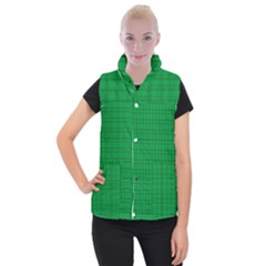 Pattern Green Background Lines Women s Button Up Puffer Vest by Nexatart
