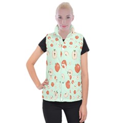 Apple Fruit Background Food Women s Button Up Puffer Vest by Nexatart