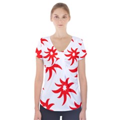 Star Figure Form Pattern Structure Short Sleeve Front Detail Top by Nexatart