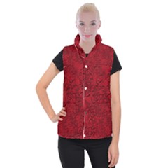 Christmas Background Red Star Women s Button Up Puffer Vest by Nexatart