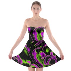 Glowing Fractal B Strapless Bra Top Dress by Fractalworld