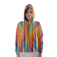 Background Colorful Abstract Hooded Wind Breaker (women) by Nexatart