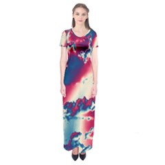 Sky Pattern Short Sleeve Maxi Dress by Valentinaart