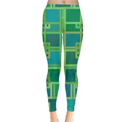 Green Abstract Geometric Leggings  by Nexatart