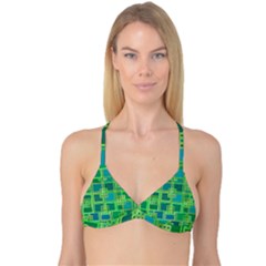 Green Abstract Geometric Reversible Tri Bikini Top by Nexatart