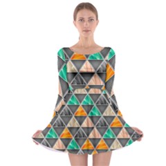 Abstract Geometric Triangle Shape Long Sleeve Skater Dress by Nexatart