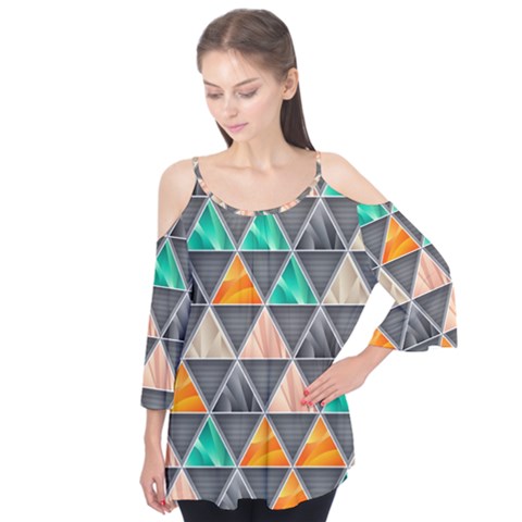 Abstract Geometric Triangle Shape Flutter Tees by Nexatart