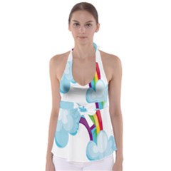 Could Rainbow Red Yellow Green Blue Purple Babydoll Tankini Top by Mariart