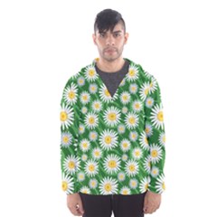 Flower Sunflower Yellow Green Leaf White Hooded Wind Breaker (men) by Mariart