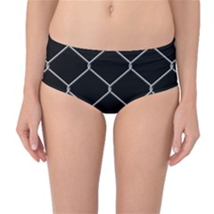 Iron Wire White Black Mid-waist Bikini Bottoms by Mariart