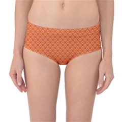 Heart Orange Love Mid-waist Bikini Bottoms by Mariart