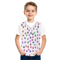 Paw Prints Dog Cat Color Rainbow Animals Kids  Sportswear by Mariart