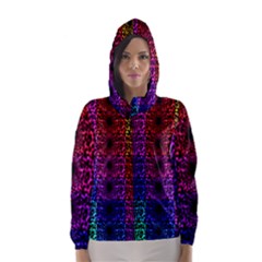 Rainbow Grid Form Abstract Hooded Wind Breaker (women) by Nexatart