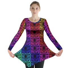Rainbow Grid Form Abstract Long Sleeve Tunic  by Nexatart