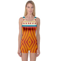 Shapes In Retro Colors       Women s Boyleg One Piece Swimsuit by LalyLauraFLM