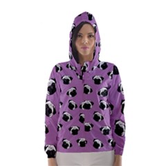 Pug Dog Pattern Hooded Wind Breaker (women) by Valentinaart