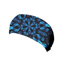Blue Snowflake On Black Background Yoga Headband by Nexatart