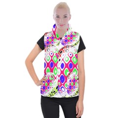 Color Ball Sphere With Color Dots Women s Button Up Puffer Vest by Nexatart