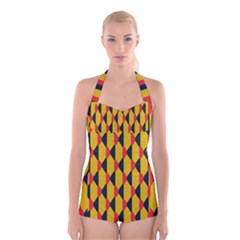 Triangles Pattern              Boyleg Halter Swimsuit by LalyLauraFLM