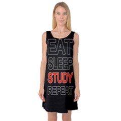 Eat Sleep Study Repeat Sleeveless Satin Nightdress by Valentinaart