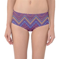 Colorful Ethnic Background With Zig Zag Pattern Design Mid-waist Bikini Bottoms by TastefulDesigns
