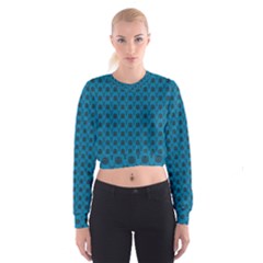 Lion Vs Gazelle Damask In Teal Cropped Sweatshirt by emilyzragz