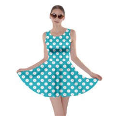 Sleeping Kitties Polka Dots Teal Skater Dress by emilyzragz