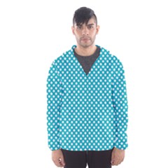 Sleeping Kitties Polka Dots Teal Hooded Wind Breaker (men) by emilyzragz