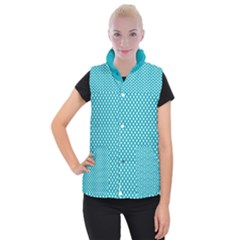 Sleeping Kitties Polka Dots Teal Women s Button Up Puffer Vest by emilyzragz