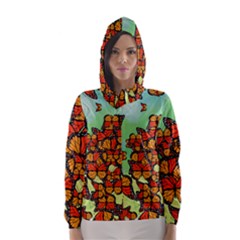 Monarch Butterflies Hooded Wind Breaker (women) by linceazul