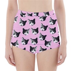 Cat Pattern High-waisted Bikini Bottoms by Valentinaart