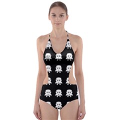 Emoji Baby Vampires Pattern Cut-out One Piece Swimsuit by dflcprintsclothing