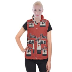Say Cheese Women s Button Up Puffer Vest by Valentinaart
