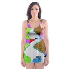 Painted Shapes            Skater Dress Swimsuit by LalyLauraFLM