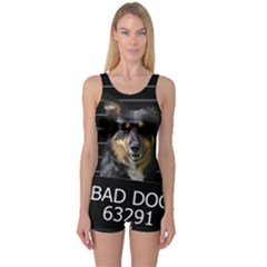 Bad Dog One Piece Boyleg Swimsuit by Valentinaart