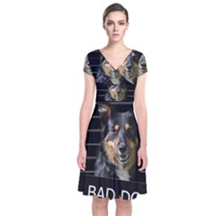 Bad Dog Short Sleeve Front Wrap Dress by Valentinaart